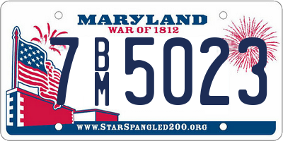 MD license plate 7BM5023