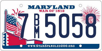 MD license plate 7BM5058