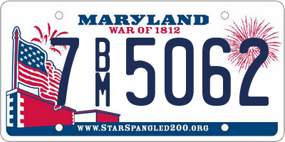 MD license plate 7BM5062