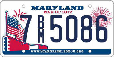 MD license plate 7BM5086