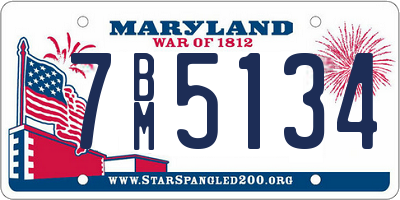 MD license plate 7BM5134