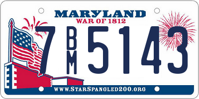 MD license plate 7BM5143