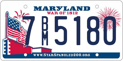 MD license plate 7BM5180