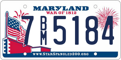 MD license plate 7BM5184