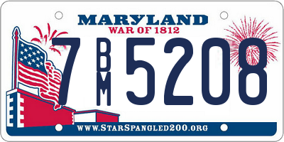MD license plate 7BM5208