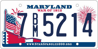 MD license plate 7BM5214