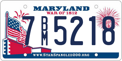 MD license plate 7BM5218