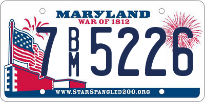 MD license plate 7BM5226