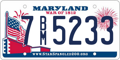 MD license plate 7BM5233