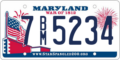 MD license plate 7BM5234