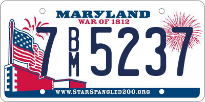 MD license plate 7BM5237