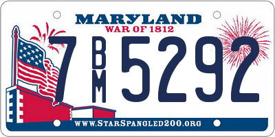 MD license plate 7BM5292