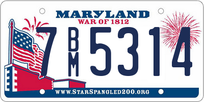 MD license plate 7BM5314