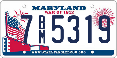 MD license plate 7BM5319