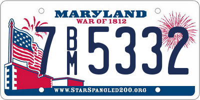 MD license plate 7BM5332