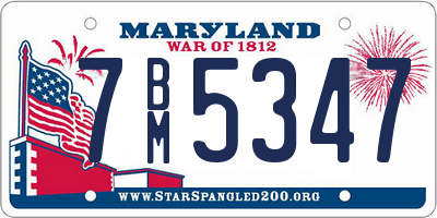 MD license plate 7BM5347