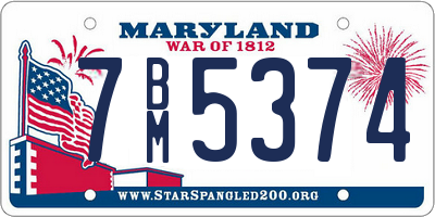 MD license plate 7BM5374