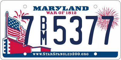 MD license plate 7BM5377