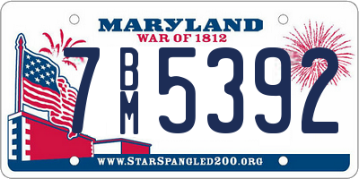 MD license plate 7BM5392