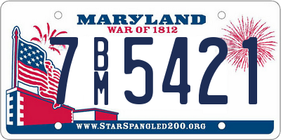 MD license plate 7BM5421
