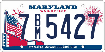 MD license plate 7BM5427