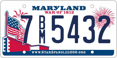 MD license plate 7BM5432
