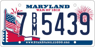 MD license plate 7BM5439