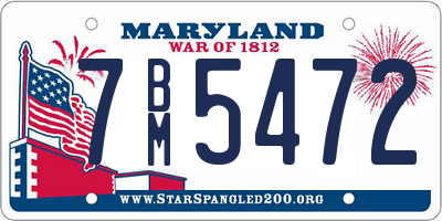 MD license plate 7BM5472