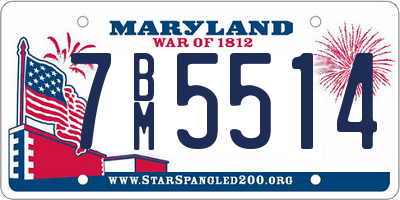MD license plate 7BM5514