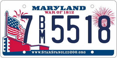 MD license plate 7BM5518