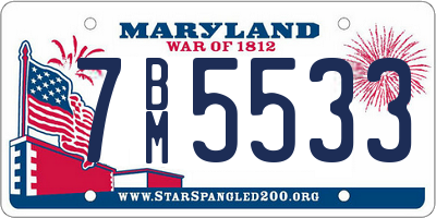 MD license plate 7BM5533