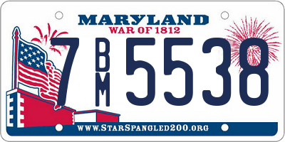 MD license plate 7BM5538