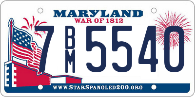 MD license plate 7BM5540