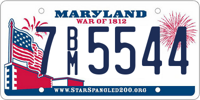 MD license plate 7BM5544