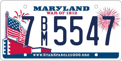 MD license plate 7BM5547