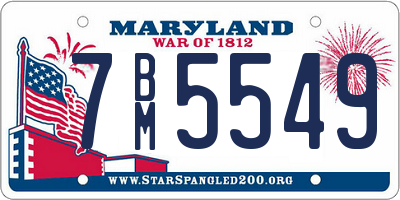 MD license plate 7BM5549