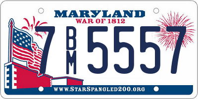 MD license plate 7BM5557