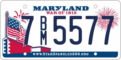 MD license plate 7BM5577