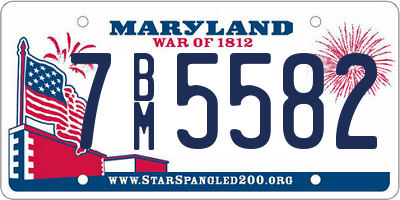 MD license plate 7BM5582