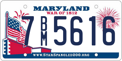 MD license plate 7BM5616