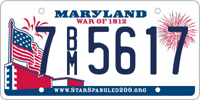 MD license plate 7BM5617