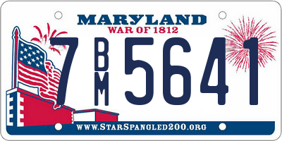 MD license plate 7BM5641