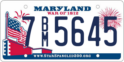 MD license plate 7BM5645