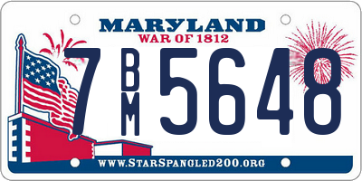 MD license plate 7BM5648