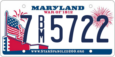 MD license plate 7BM5722
