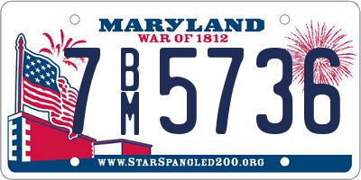 MD license plate 7BM5736
