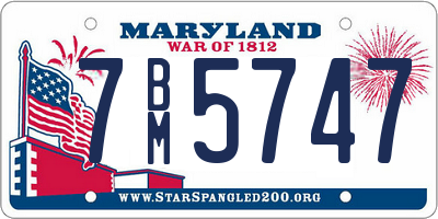 MD license plate 7BM5747