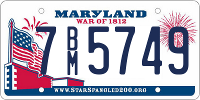 MD license plate 7BM5749