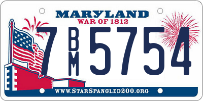MD license plate 7BM5754