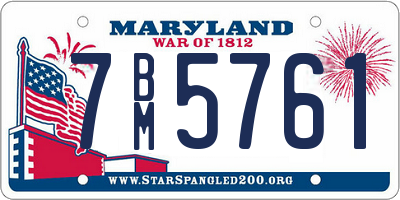 MD license plate 7BM5761